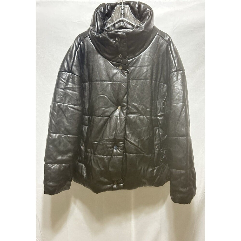 NWT DKNY Womens XXL Black Mock Neck - 2 F Warm Factor Puffer Jacket